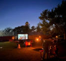 Movie night with our large screen tv.